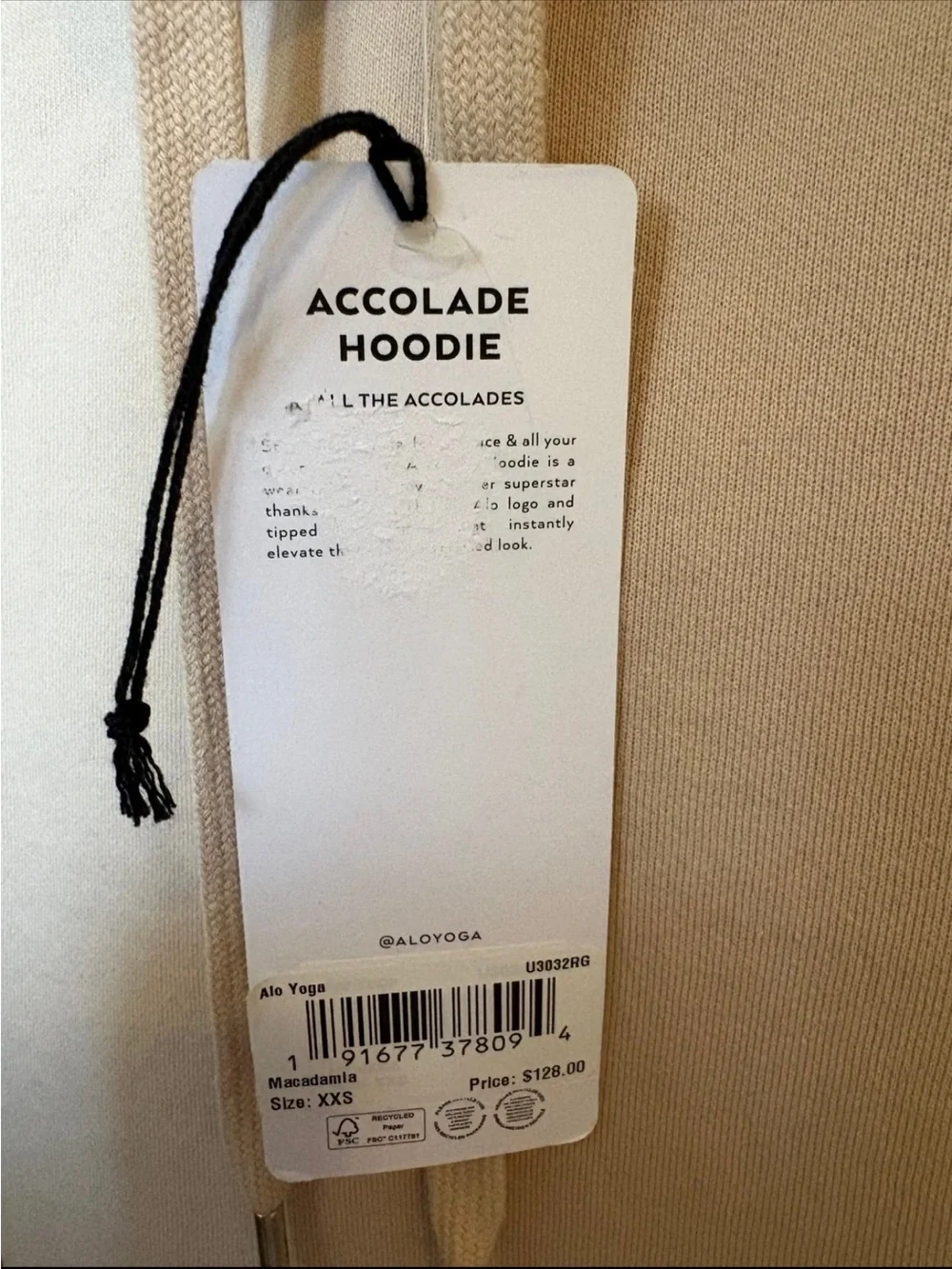 ALO Yoga Cream Drawstring Hoodie